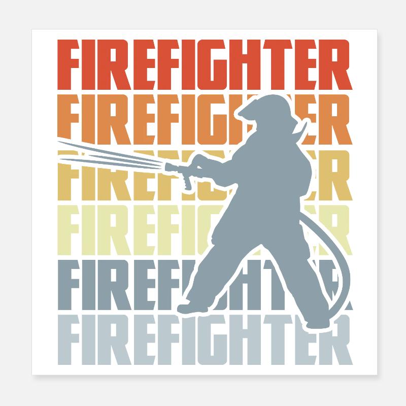 Retro Feuerwehrmann Poster 20x20 cm
