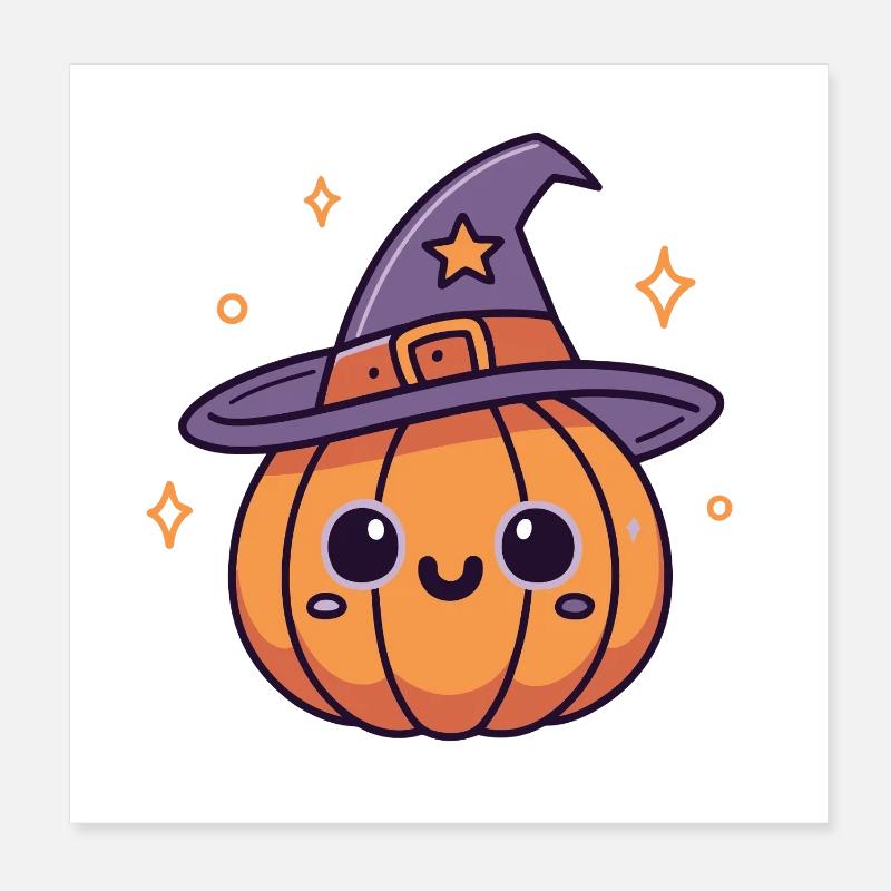 Adorable Witch Pumpkin Poster 8" x 8" (20x20 cm)