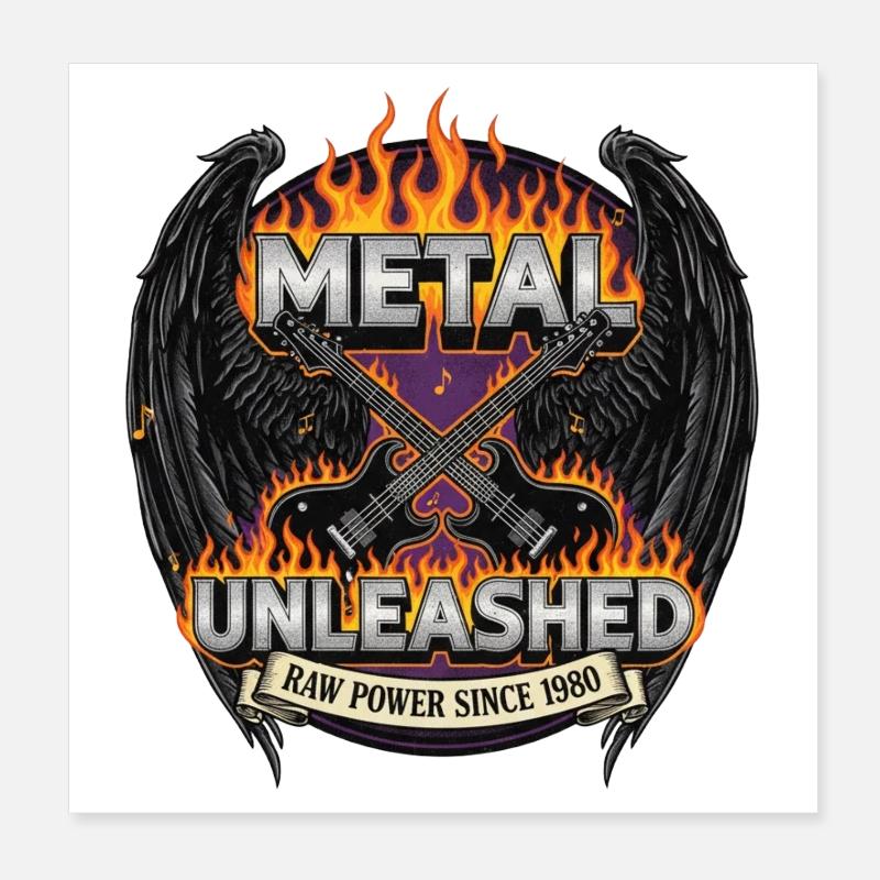 Metal Unleashed Feuernde Gitarren Poster 20x20 cm