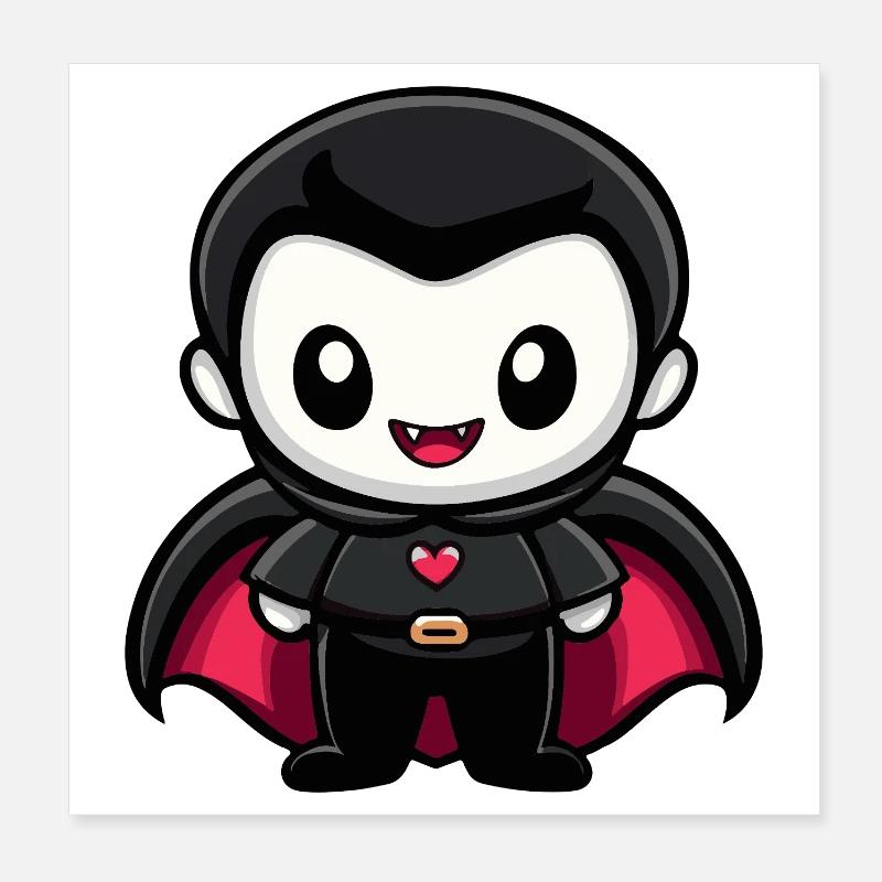 Vampire Halloween Cute Comic Poster 8" x 8" (20x20 cm)