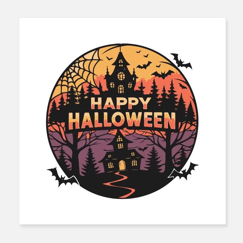 Halloween Château Fantomatique Poster 20 x 20 cm