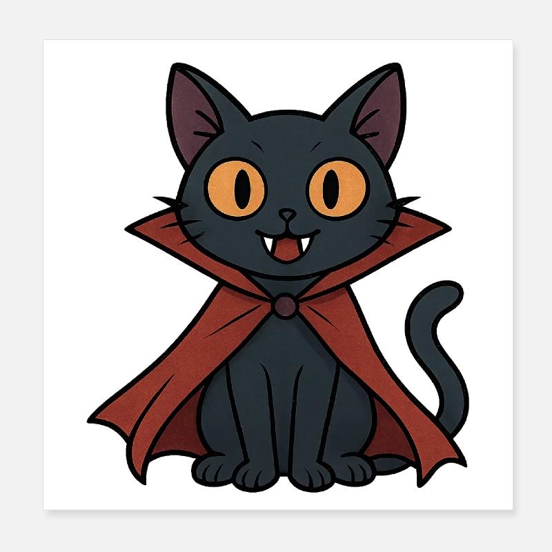 Chaton vampire en cape chat noir Poster 20 x 20 cm