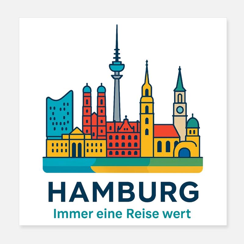 Hamburg Skyline Immer eine Reise wert Poster 20x20 cm