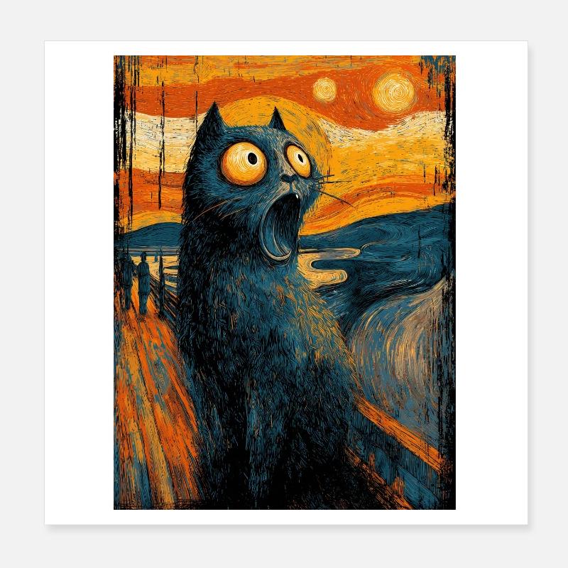 Le cri du chat - Design amusant d’Halloween Poster 20 x 20 cm