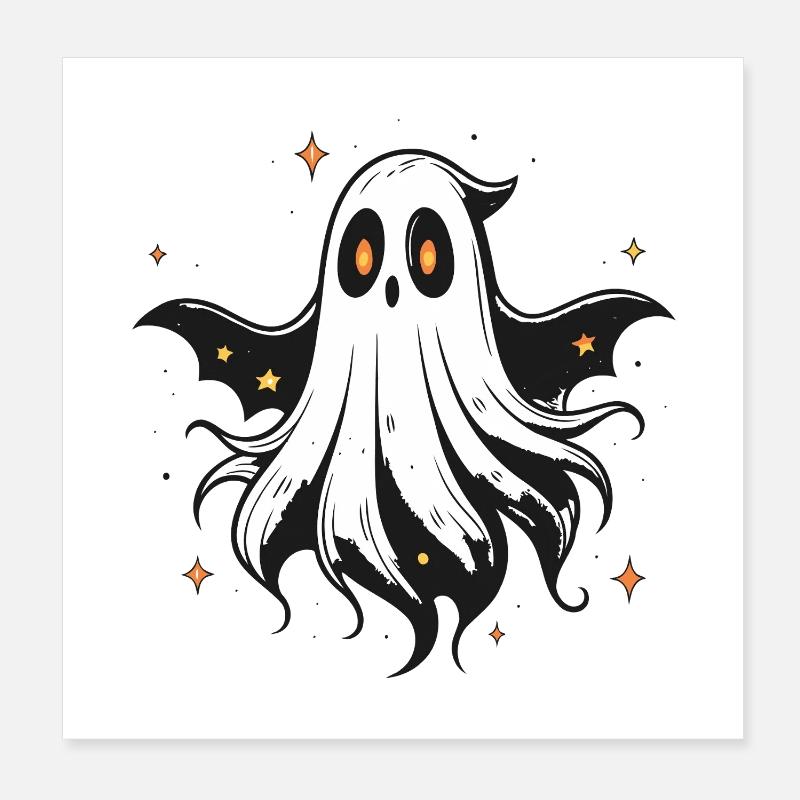 Ghost Monster Floating Night Poster 8" x 8" (20x20 cm)