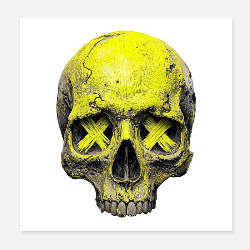 Neon X Skull Poster 8" x 8" (20x20 cm)