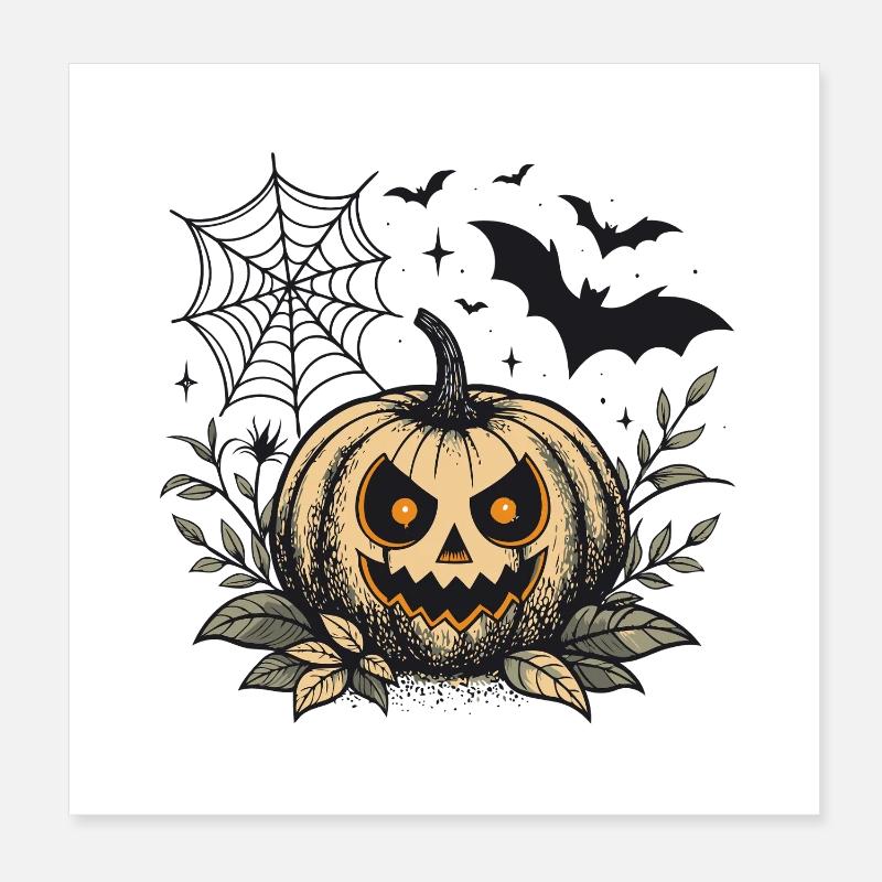 Evil Halloween Pumpkin Poster 8" x 8" (20x20 cm)