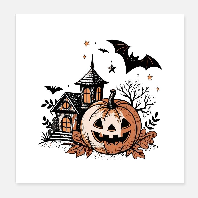 Citrouille Jack Lantern Nuit Hantée Poster 20 x 20 cm
