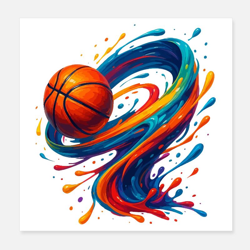 Éclaboussure de basket-ball Vibrant Orbit Poster 20 x 20 cm