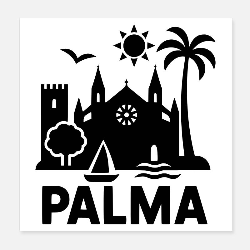 palma silhouette mallorca Poster 20x20 cm