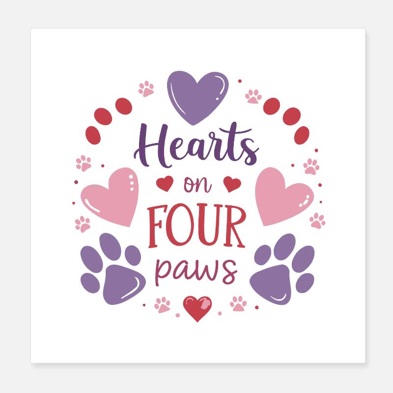 Hearts on Four Paws Poster 8" x 8" (20x20 cm)