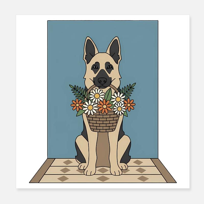Blütenkorb Hund: Deutscher Schäferhund Poster 20x20 cm