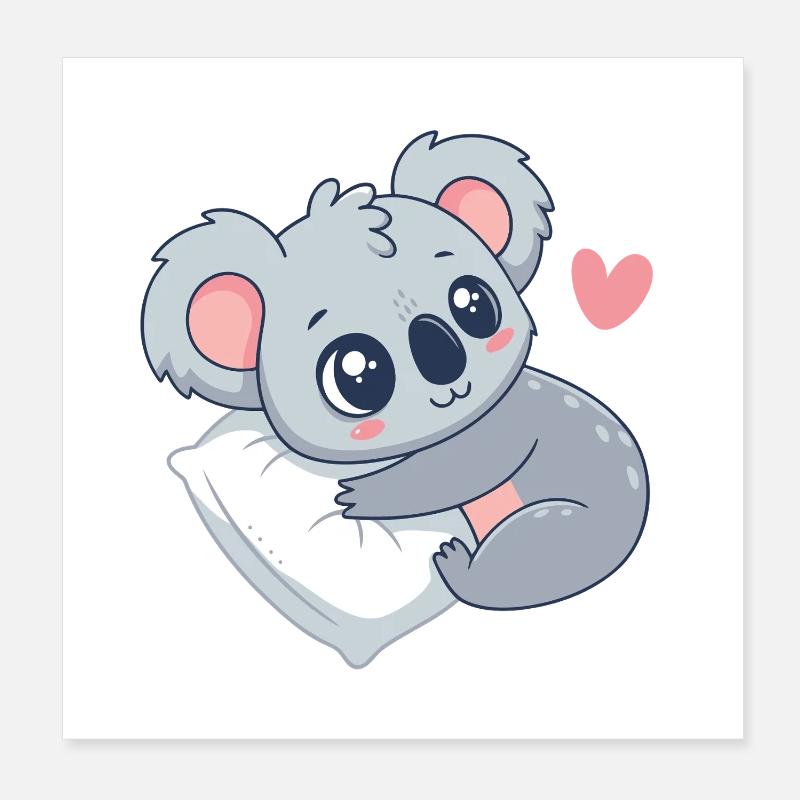Cuddly Koala on Pastel Cushion Poster 8" x 8" (20x20 cm)