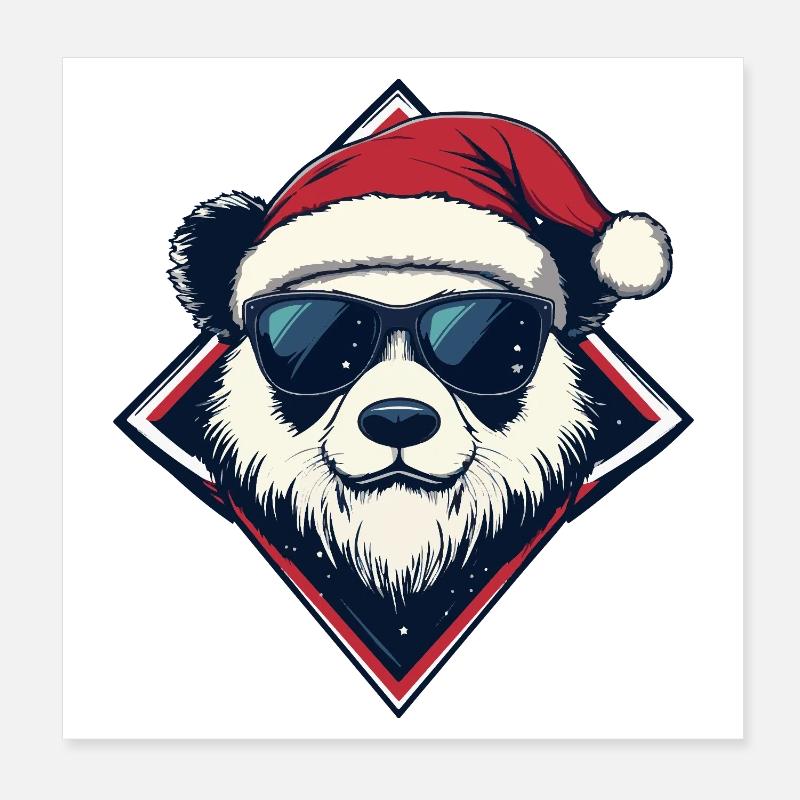 Lunettes de soleil Panda Santa Poster 20 x 20 cm