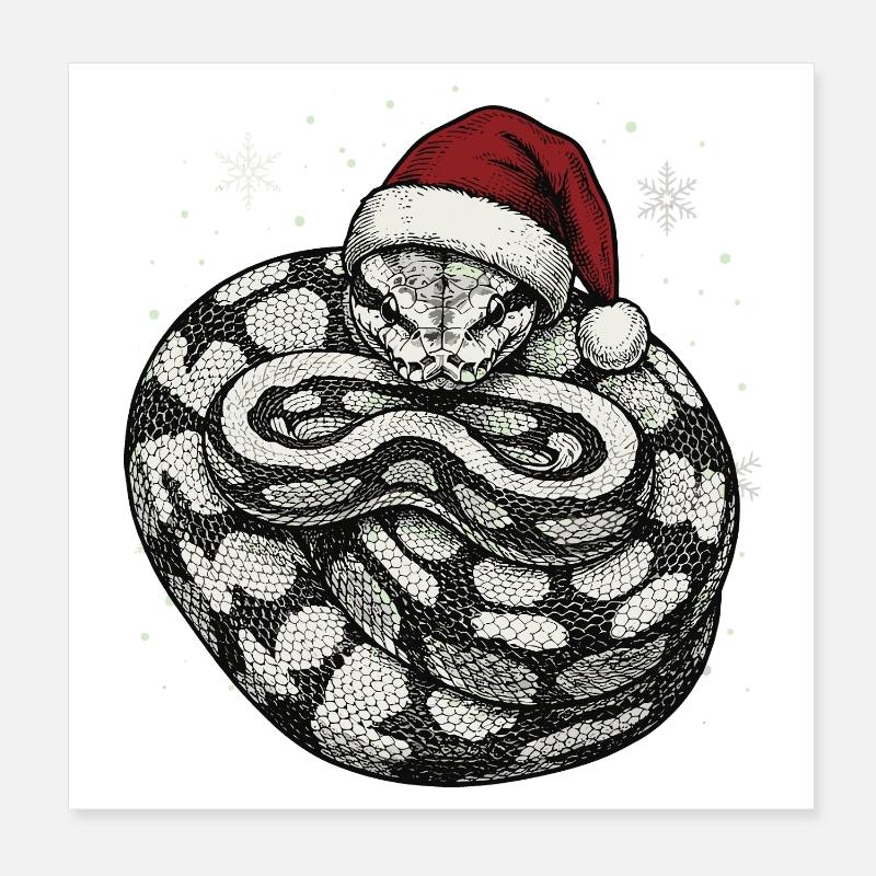Königspython Weihnachten Ball Python Schlange Poster 20x20 cm