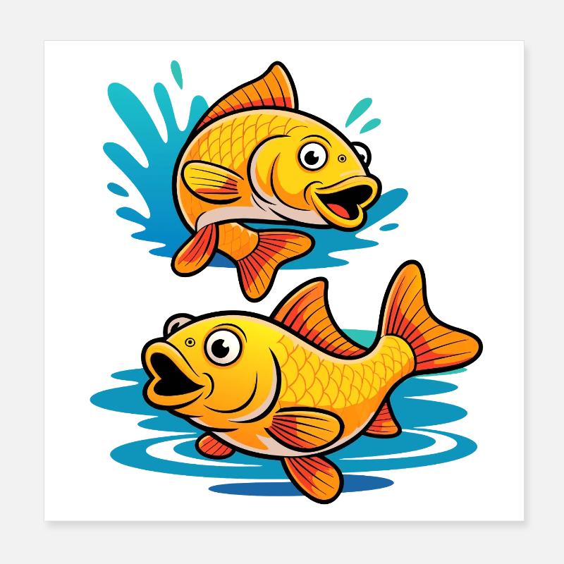 Carpe – Conception de la pêche sportive avec deux carpes Poster 20 x 20 cm