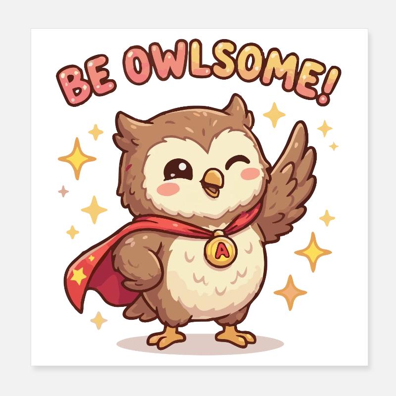 Be Owlsome Superhelden-Eule Poster 20x20 cm
