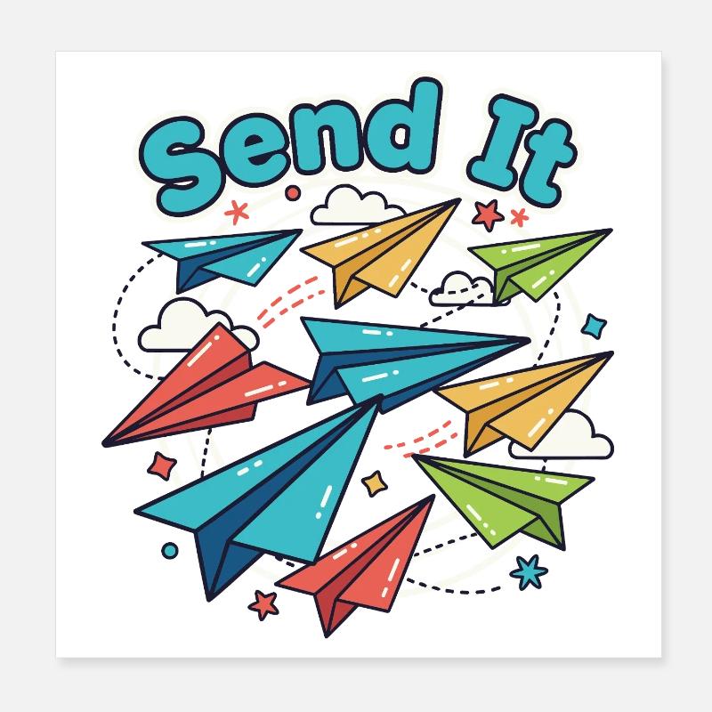 Send It Paper Airplanes Poster 8" x 8" (20x20 cm)