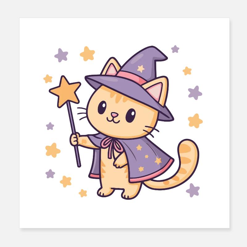 Starry pastel wizard cat Poster 8" x 8" (20x20 cm)