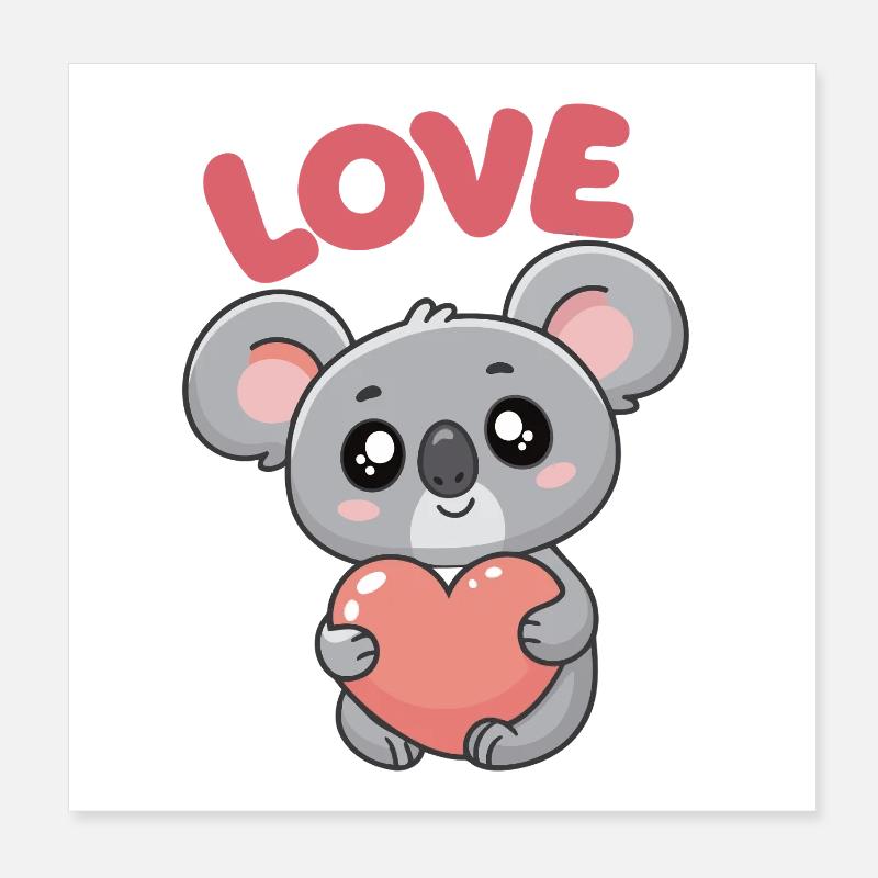 Koalaherz liebt süße Illustration Poster 20x20 cm
