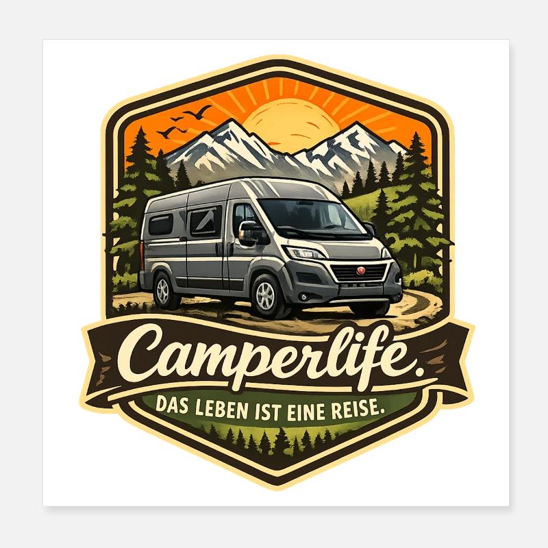 Camperlife das Leben ist eine Reise - Camper Poster 20x20 cm