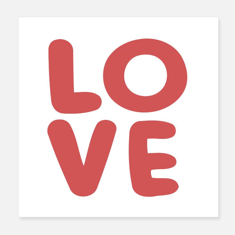 Love Soft Red Typografie Poster 20x20 cm