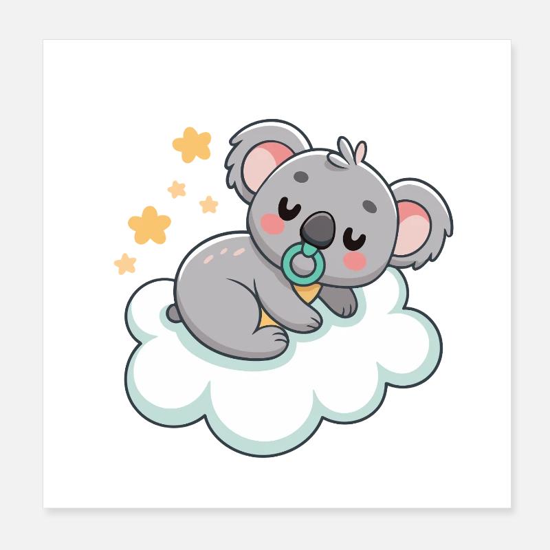 Baby-Koala-Träumer auf Pastellwolke Poster 20x20 cm