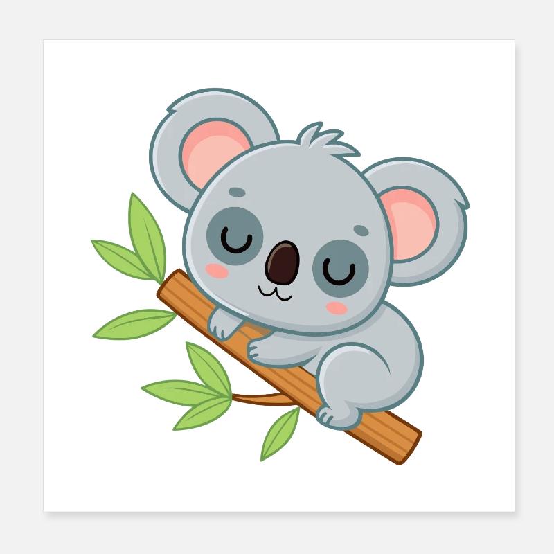 Bébé Koala sur une branche Poster 20 x 20 cm