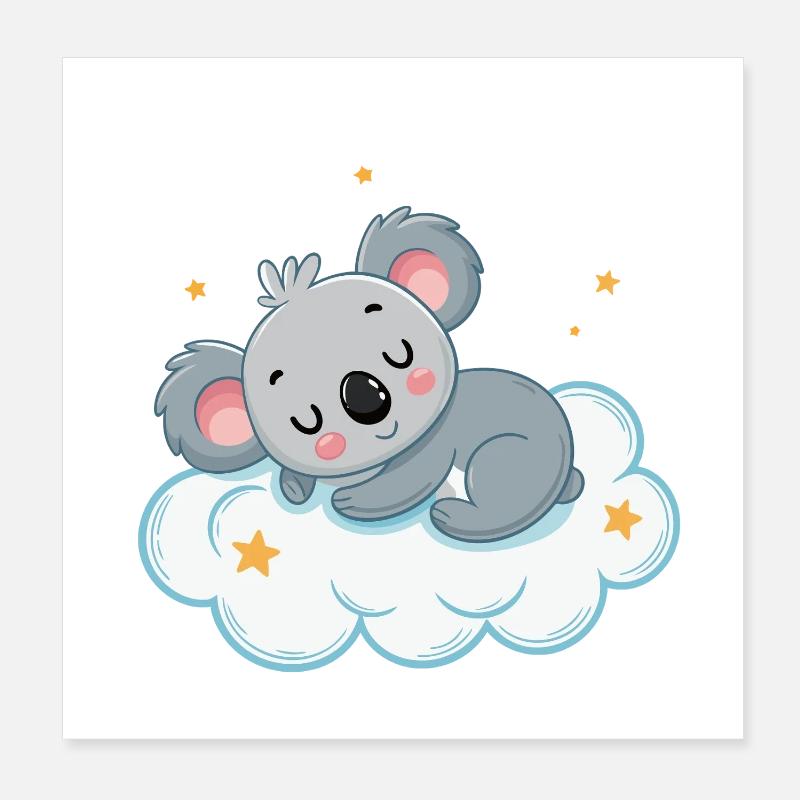 Koala rêveur sur nuage étoilé Poster 20 x 20 cm
