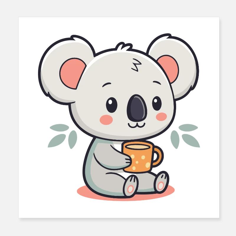 Koala Süße Kaffeetasse Poster 20x20 cm