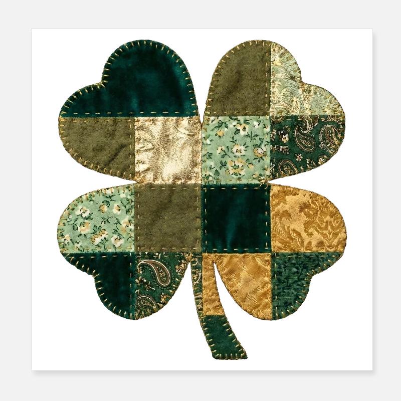 Patchwork Kleeblatt Quilt Stil Poster 20x20 cm