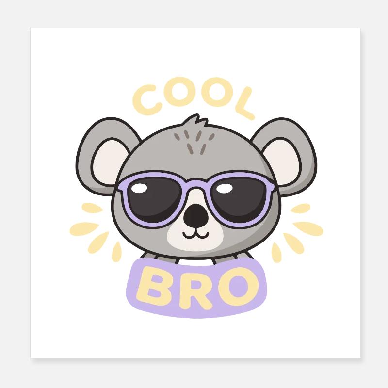 Koala cool lunettes violet Poster 20 x 20 cm