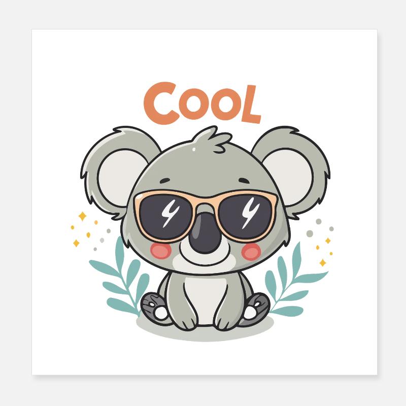 Koala Cool Lunettes Soleil Poster 20 x 20 cm
