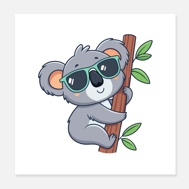 Koala branché lunettes soleil Poster 20 x 20 cm