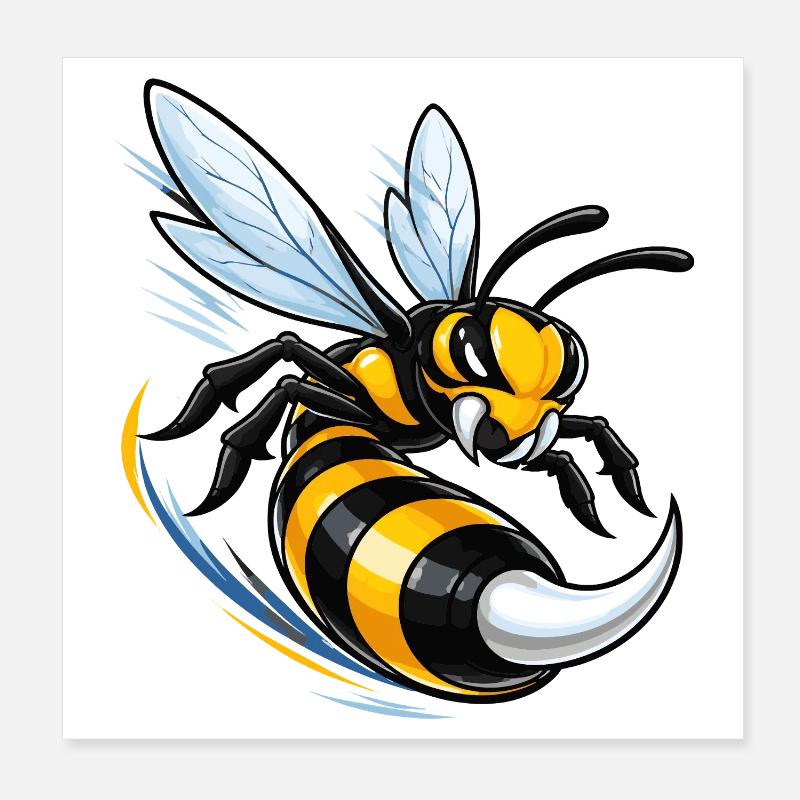 Guêpe dynamique en vol Poster 20 x 20 cm