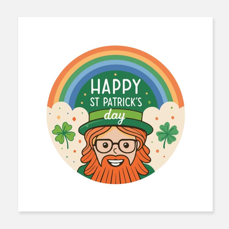 St. Patrick's Regenbogen-Kobold Poster 20x20 cm