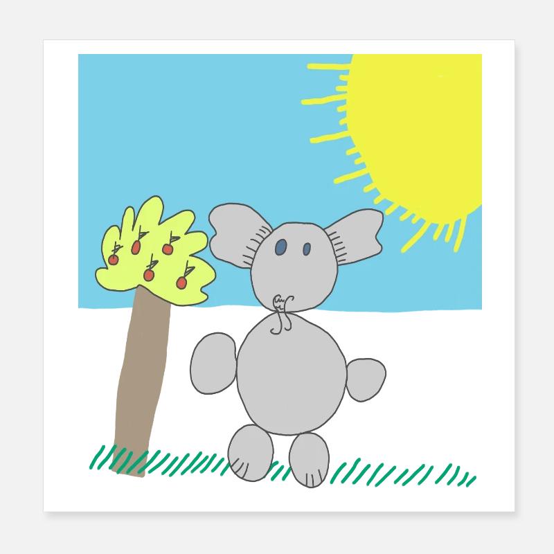 Verspielter Elefant unter einer hellen Sonne Poster 20x20 cm