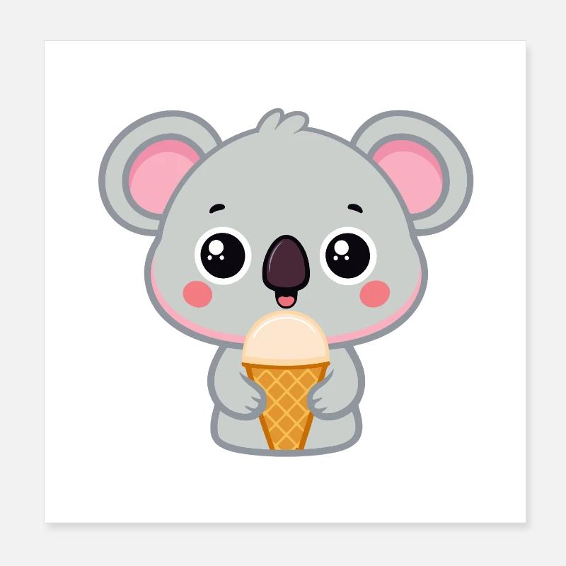 Kawaii Eiskaffer-Gourmet-Koala Poster 20x20 cm
