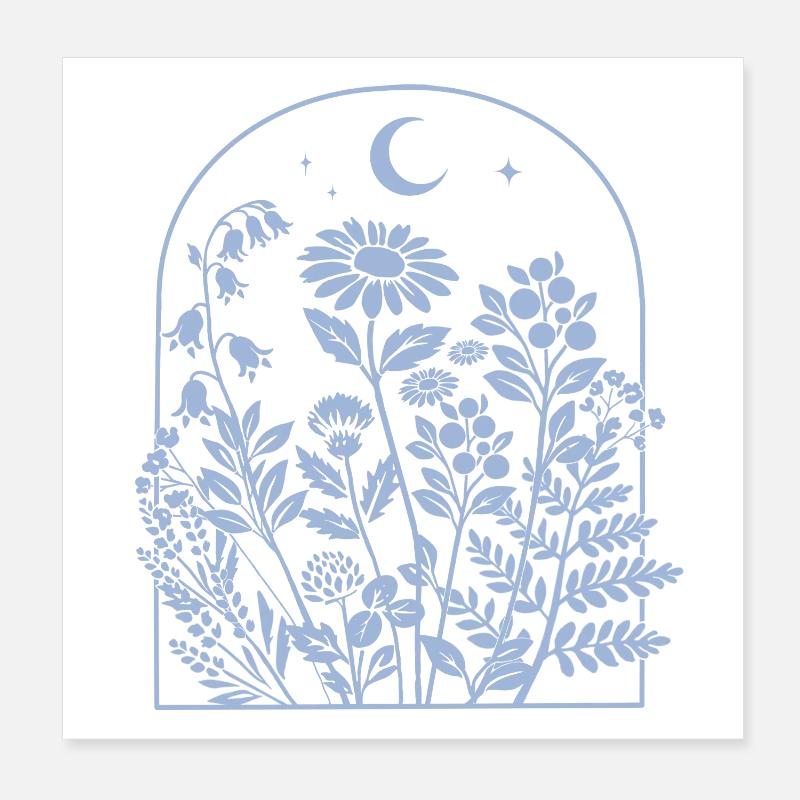 Mondlicht Garten im Bogen Poster 20x20 cm