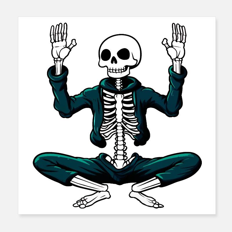 Skeletons Yoga Skull Poster 8" x 8" (20x20 cm)