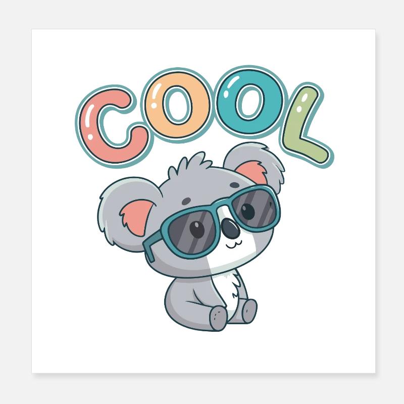 Koala Cool pastel Lunettes Poster 20 x 20 cm