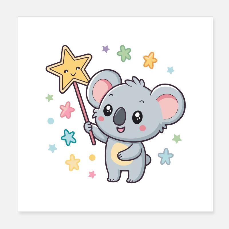 Koala Étoile Magique Poster 20 x 20 cm