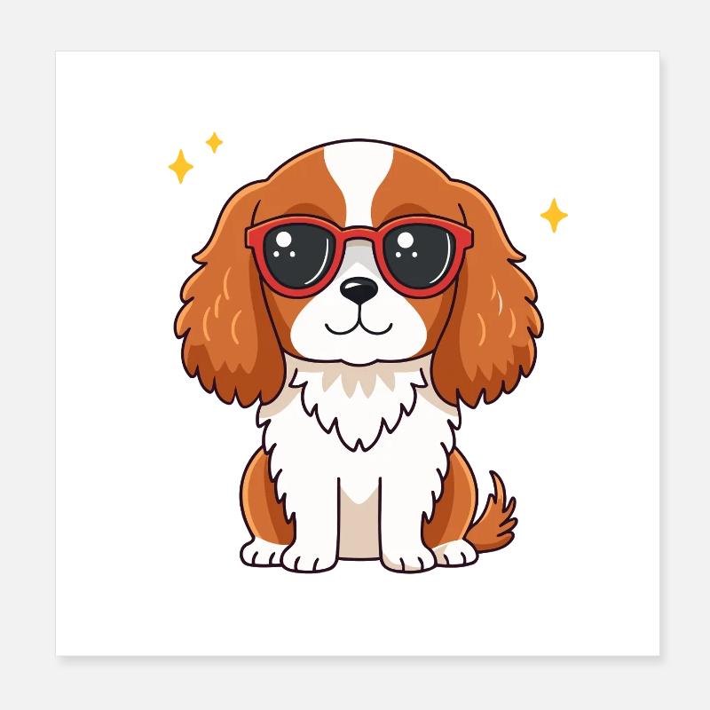 Chien chic à lunettes rouges Poster 20 x 20 cm