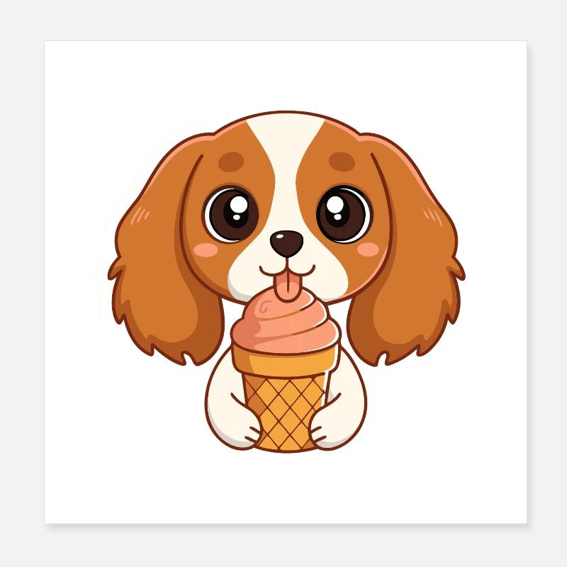 Süßer Eiscreme-Welpe Poster 20x20 cm