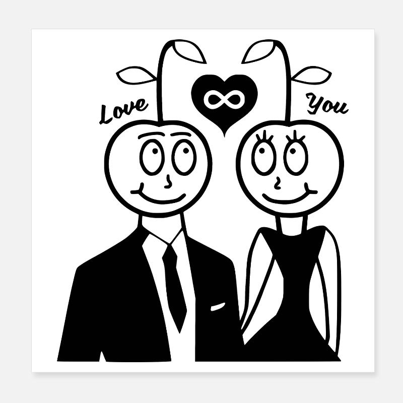 Happy Kirsche - Paar Design Poster 20x20 cm