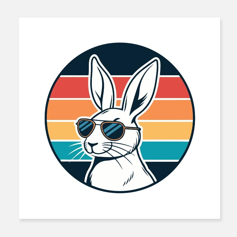 Sunny Retro Bunny mit Brille Poster 20x20 cm