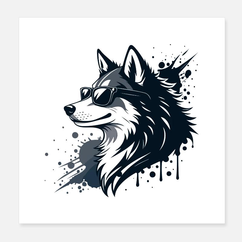 Husky chic glasses and splash Poster 8" x 8" (20x20 cm)