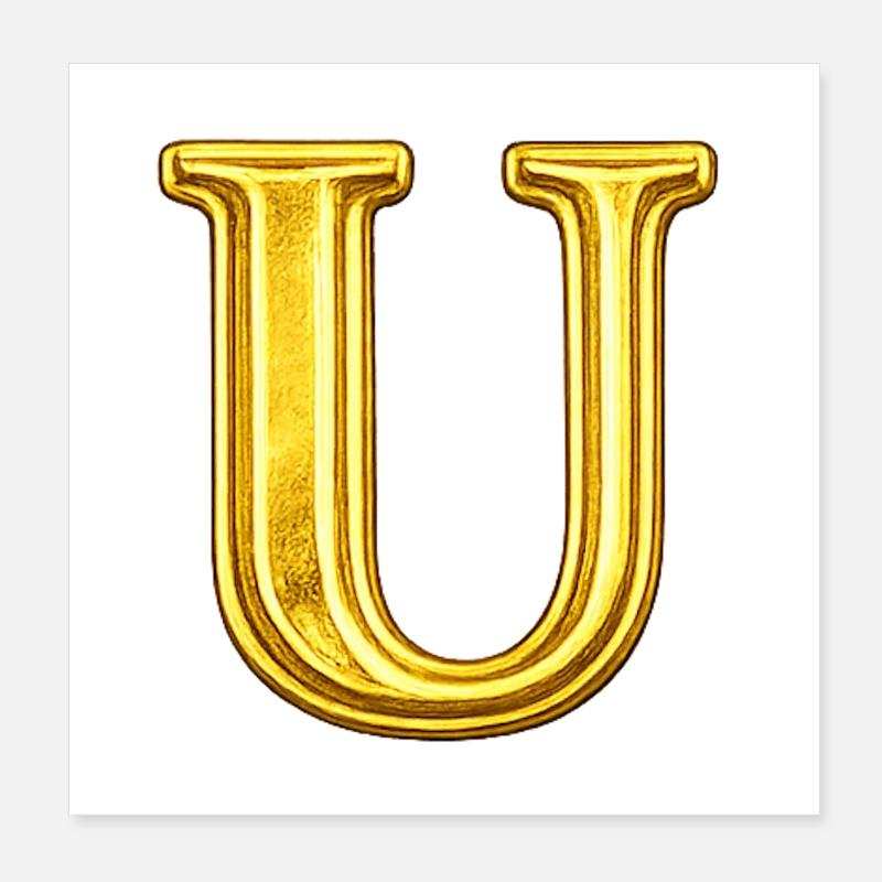 Goldenes U Monogramm Poster 20x20 cm