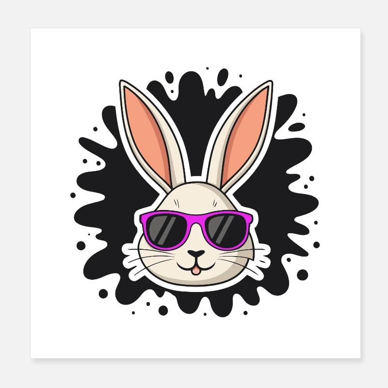 Chic Rabbit Lila Brille Poster 20x20 cm