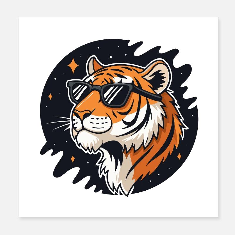 Kosmische Tigerbrille Poster 20x20 cm